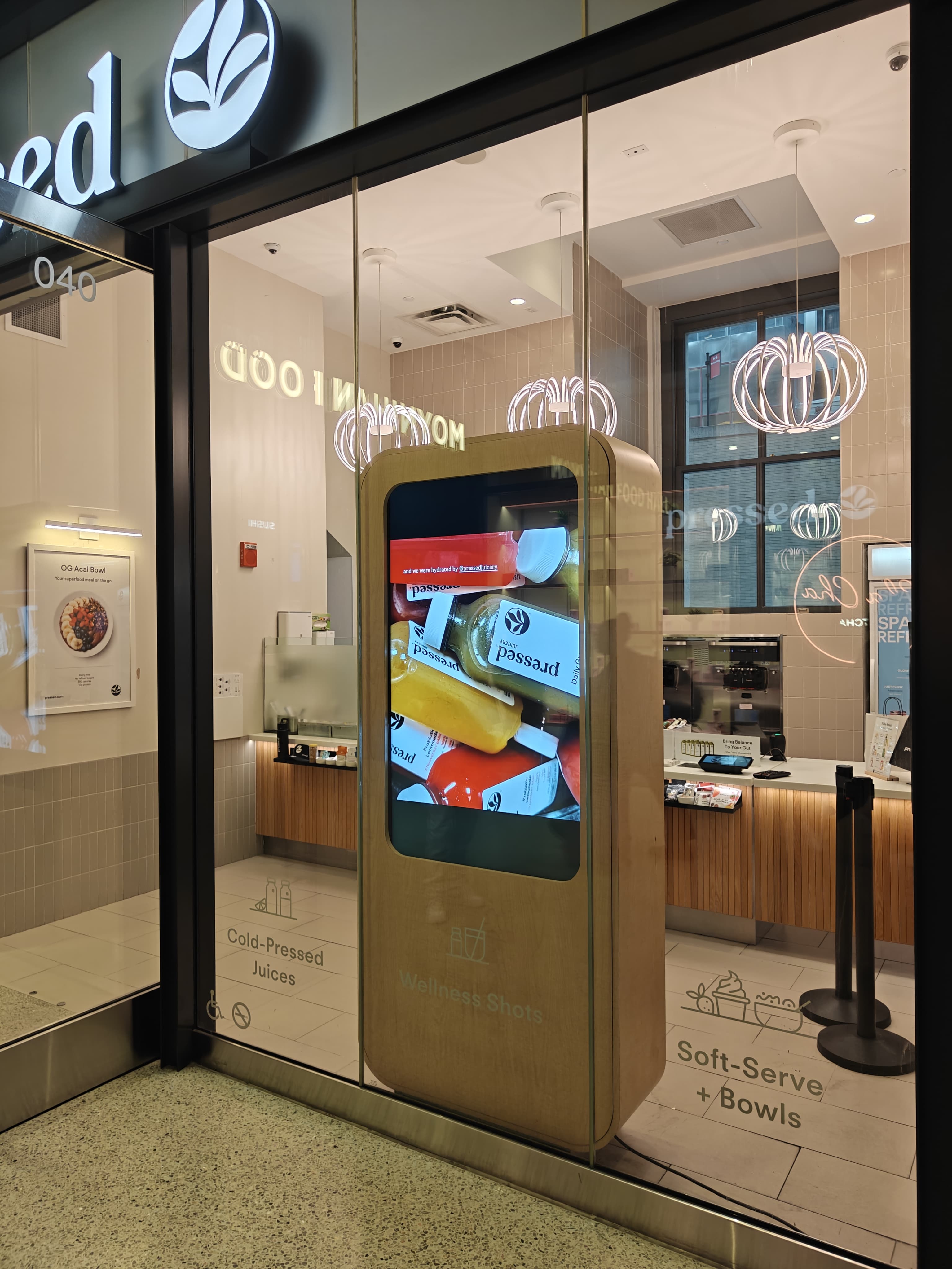 Pressed Juicery digital menu board installation in retail location